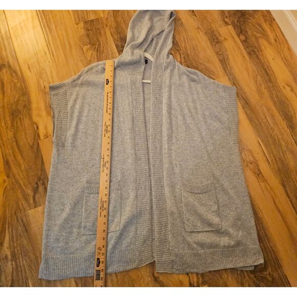 Cashmere Charter Club Luxury M Gray Poncho Oversized With Hoodie. Soft Warm Flaw - Picture 4 of 14